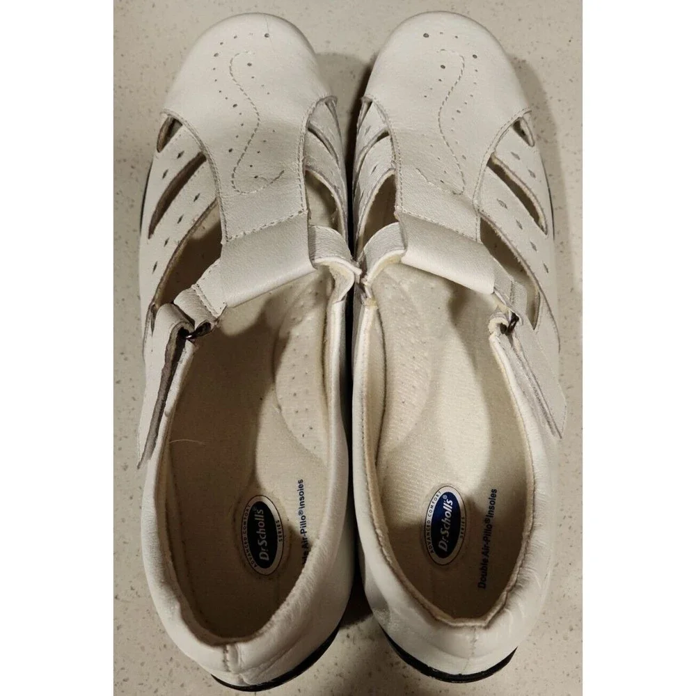 Dr Scholls Shoes Womens 11 W White Mary Jane Hook Loop Comfort Leather‎ E5M-09